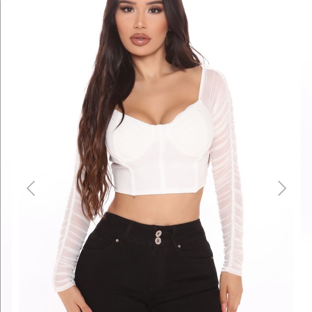 White mesh crop top